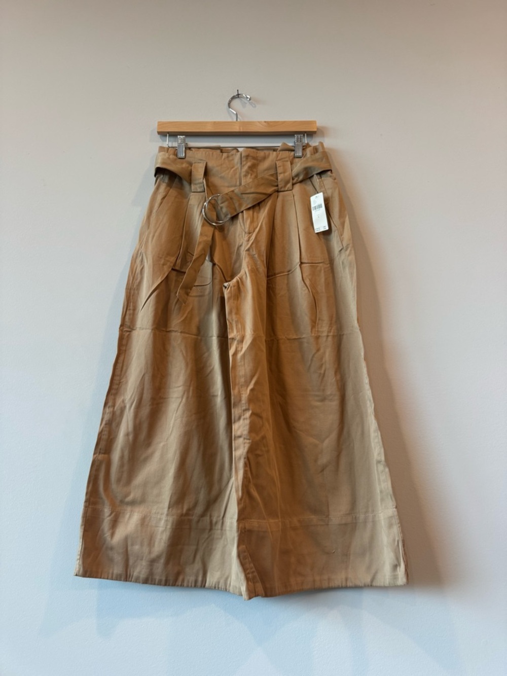 Anthropologie Maeve Tan Wide-Leg culotte Crop Belted work Pants high waist Sz 6 - Picture 5 of 13